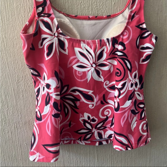 Barefoot Miss of California Tankini Swim Suit Top SZ 12 Red Pink Black - Picture 6 of 10